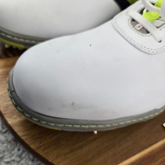 Footjoy Contour Closeout White Lime Leather Athletic Spiked Golf Cleat Men 9.5 M - Picture 6 of 14